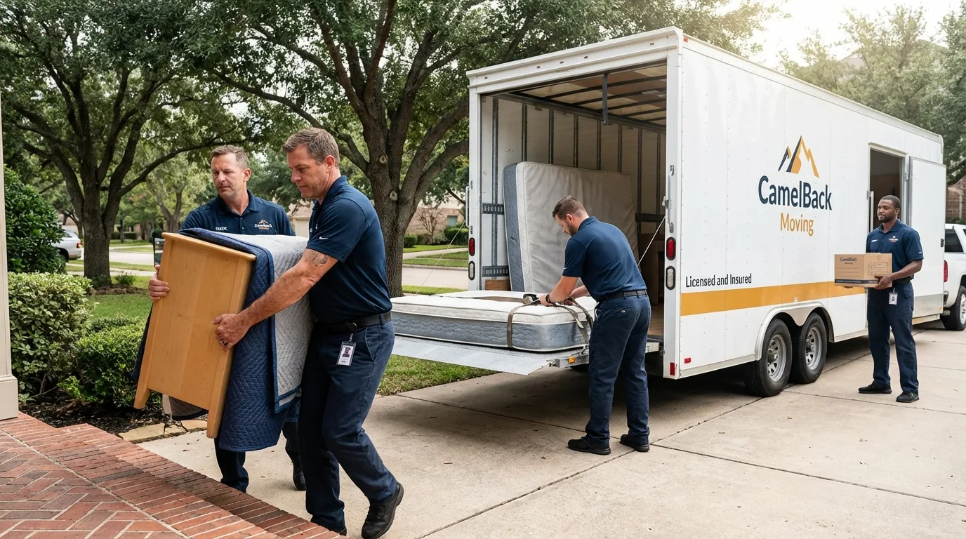 Crew loading residential truck for cross-state move from Dunlap, TN