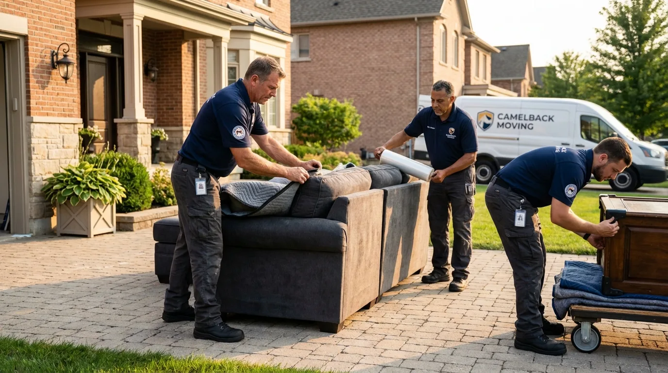 Large estate moving crew wrapping furniture in Dunlap, TN